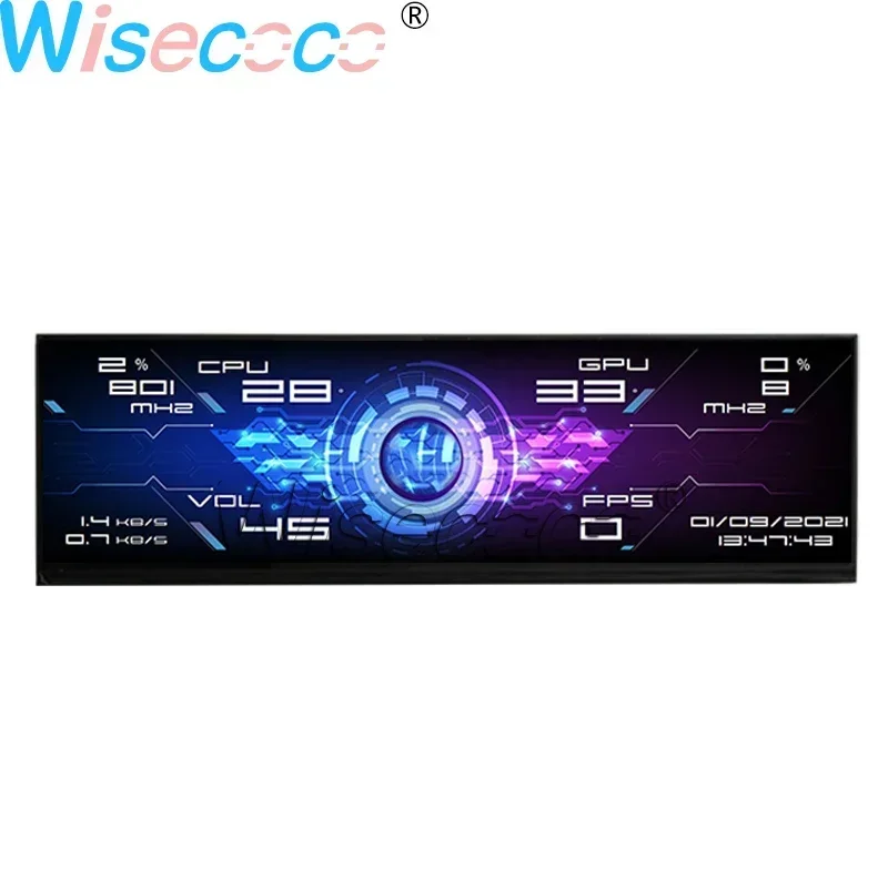 12.6 Inch IPS Long Strip Bar LCD Display 1920*515 Capacitive Touch Screen EDP Controller Board Host AIDA64 Wisecoco