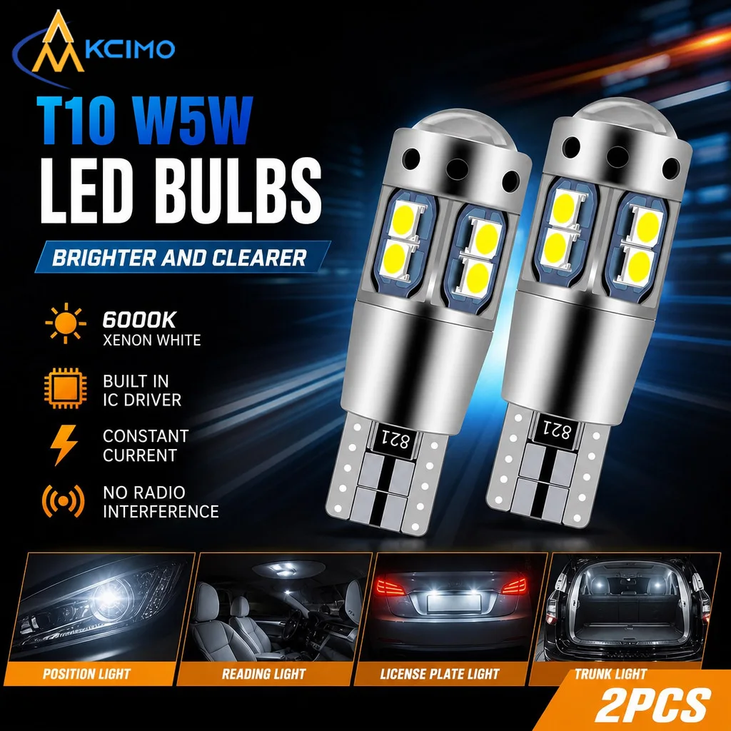 Super Bright 800LM T10 W5W LED Bulb 3030 SMD IP68 Waterproof Canbus Decoding 12V Auto Parking Dome Trunk License Plate Lamp