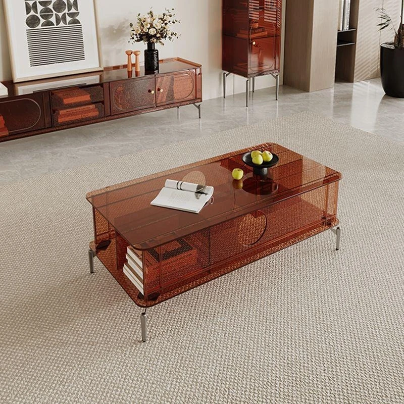 Italian minimalist cat hole coffee table light luxury modern simple living room household rectangular