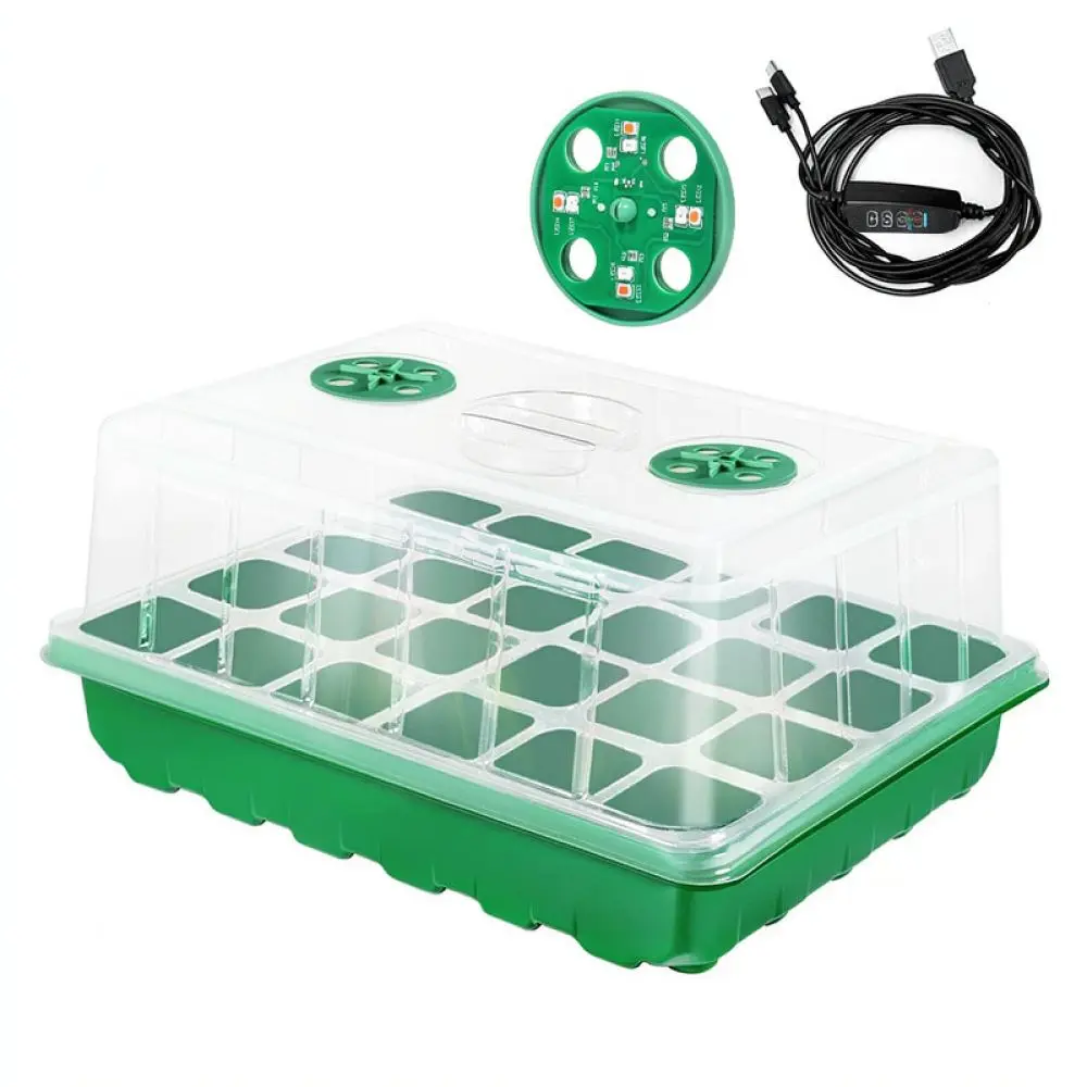 Indoor Starter Kit With LED Light Adjustable Moisture Dome Durable Propagation Box Gardening Nursery Container