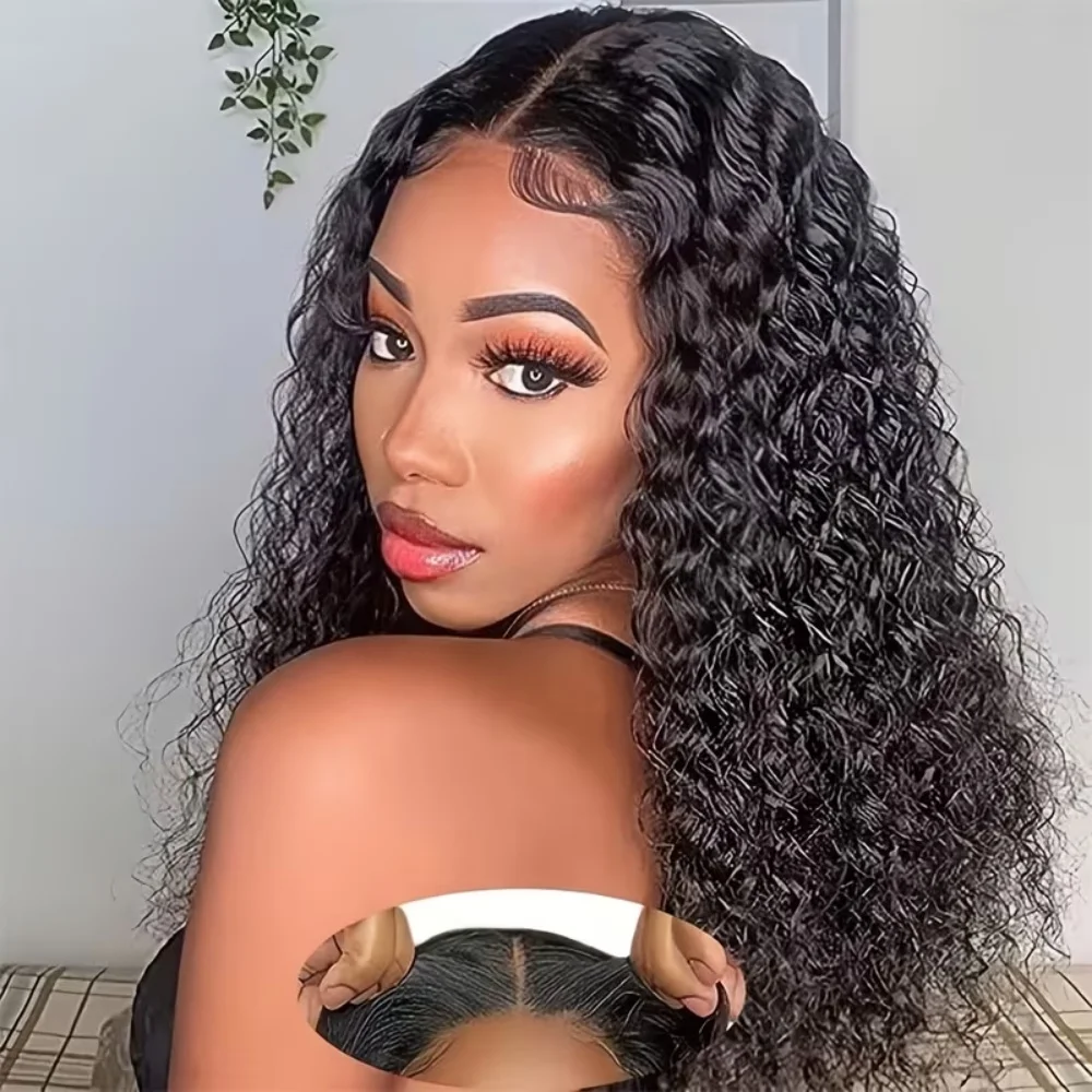 200 Density 40 46 Inch Natural Color Deep Wave 13x4 13x6 HD Transparent Full Frontal Lace Curly Brazilian Human Hair Water Wigs