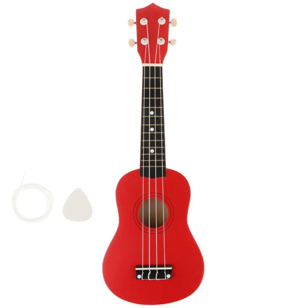 21 Inch Wooden Ukulele Basswood Body Acoustic Uke Guitar for Music Instruments Set Beginners Kids Entry Level