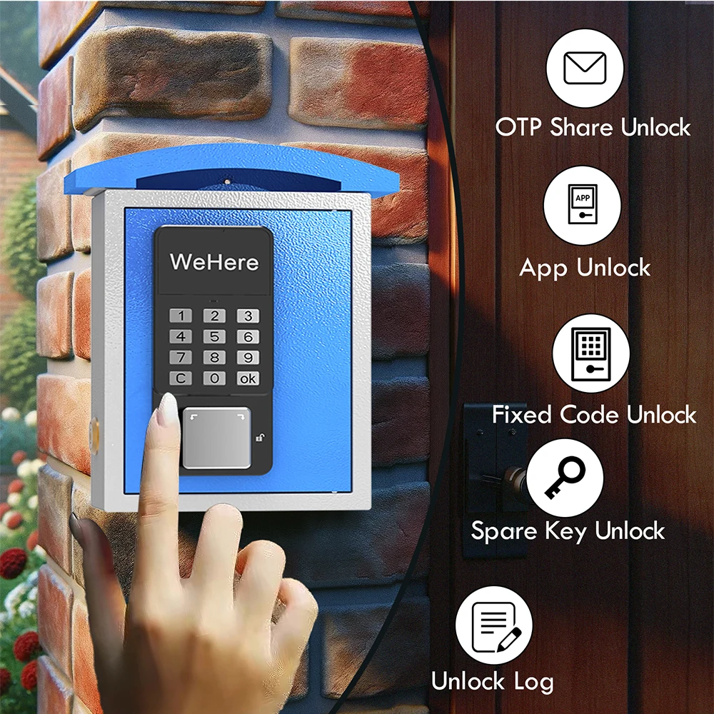 Wehere APP Remote Control Smart Password Number Key Safe Box Storage For Outdoor Security Apartment Hotel Management