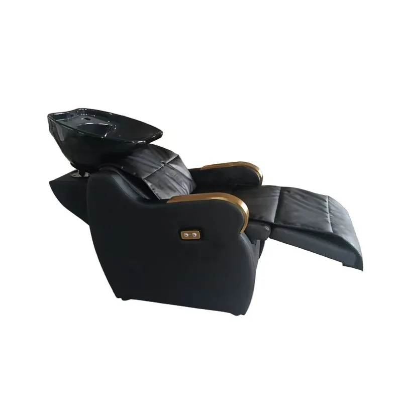 

！@Professional Hair Adjustable Style Hair Salon Electric Foot Lift Washing Bed& Chair Shampoo Chair With Bowl Barbershop