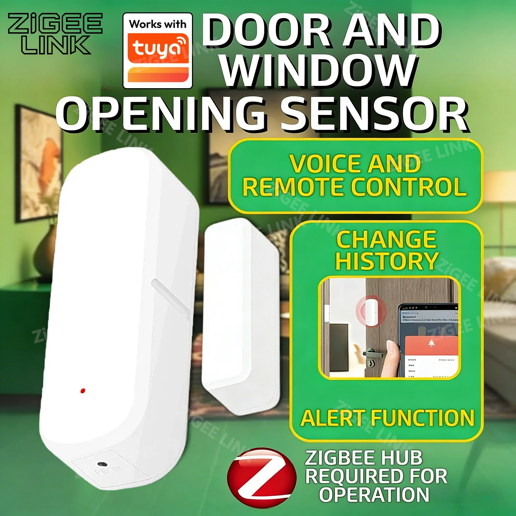 Zigbee Smart Door Sensor Garage Door Window Open/Closed Detectors Smart Life APP Remote Control Via Tuya Alexa Google Home
