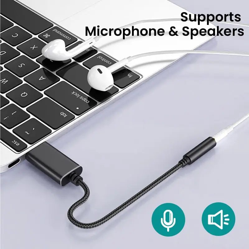 USB to 3.5mm Jack Audio Cable USB to Aux Adapter External Stereo Sound Card Support USB to TRRS 4-Pole Aux Port Headphones