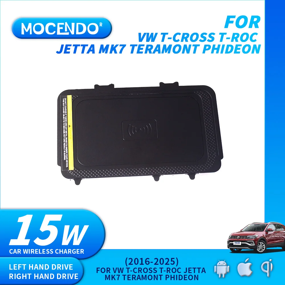 1Set 15W Fast Wireless Charging Phone Charger Panel Holder For 2018 2019 Volkswagen VW T-ROC JETTA 7 MK7 T-Cross