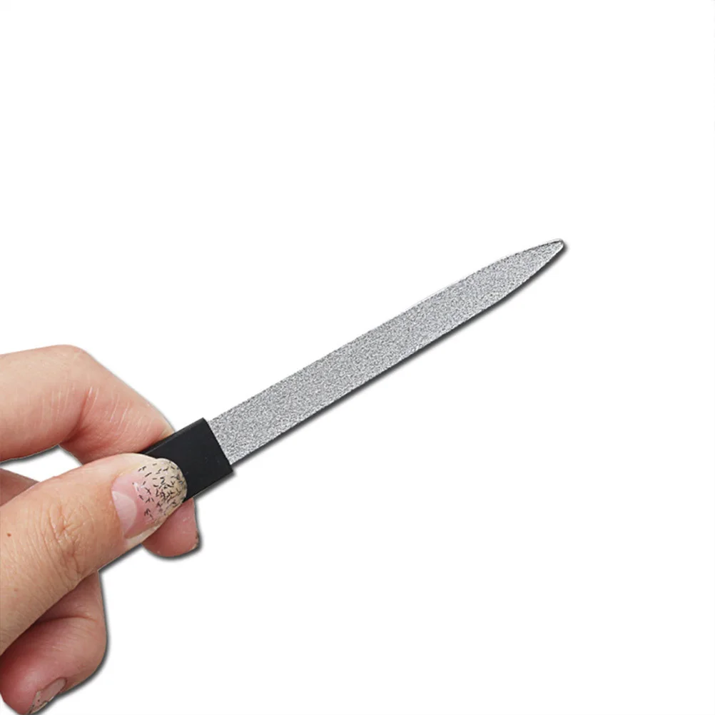 

4pcs Stainless Steel Files Silicone Handle Non-Slip Art Tool For Manicure Sanding Polish Removal Portable Nail Care Kit Nail