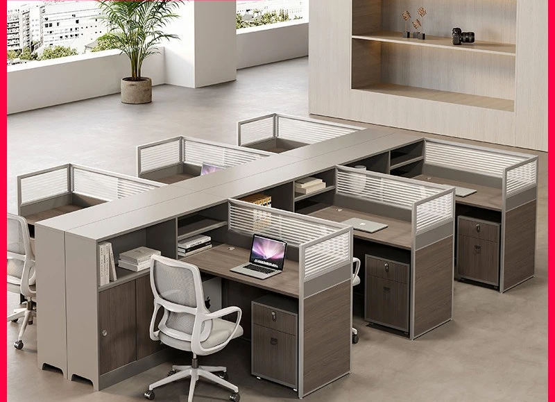 New financial table simple modern desk multi-storage staff seat screen card seat office table and chair combination