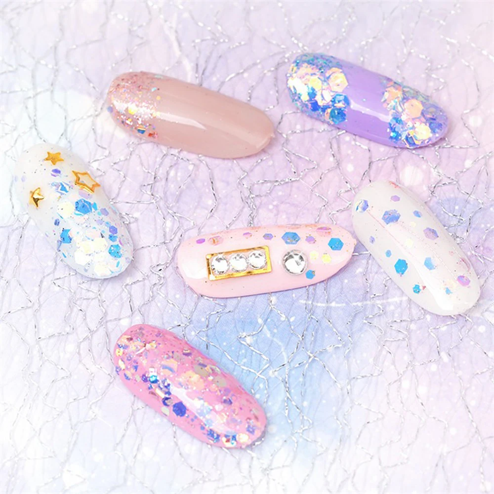 8Pcs/Set Sparkle Mermaid Sequins Nail Art Glitter Ultra-Thin Holographic Flakes Sequins Irregular Loose Glitter Nail Art Pigment