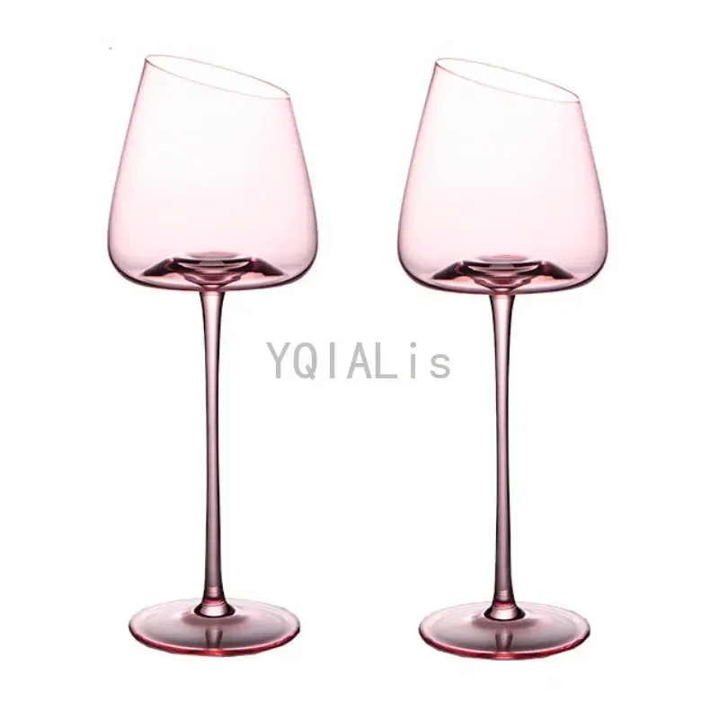 2pcs Romantic Holiday Gift Goblet 250-650ml Handmade Crystal Art Oblique Mouth Flamingo Champagne Red Wine Christmas Cups Set