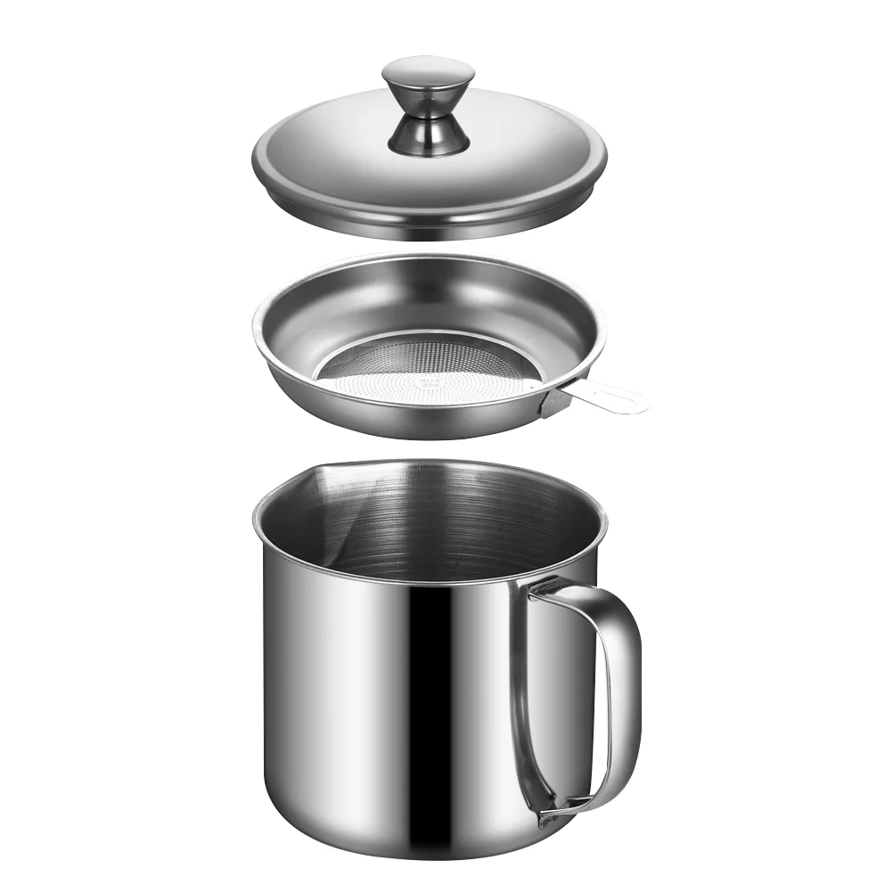 

1 PCS Stainless Steel Separator Pot Soup Filter Kitchen Tool Grease Filtering Cup Oil Storage Container Tuna Strainer Stainless