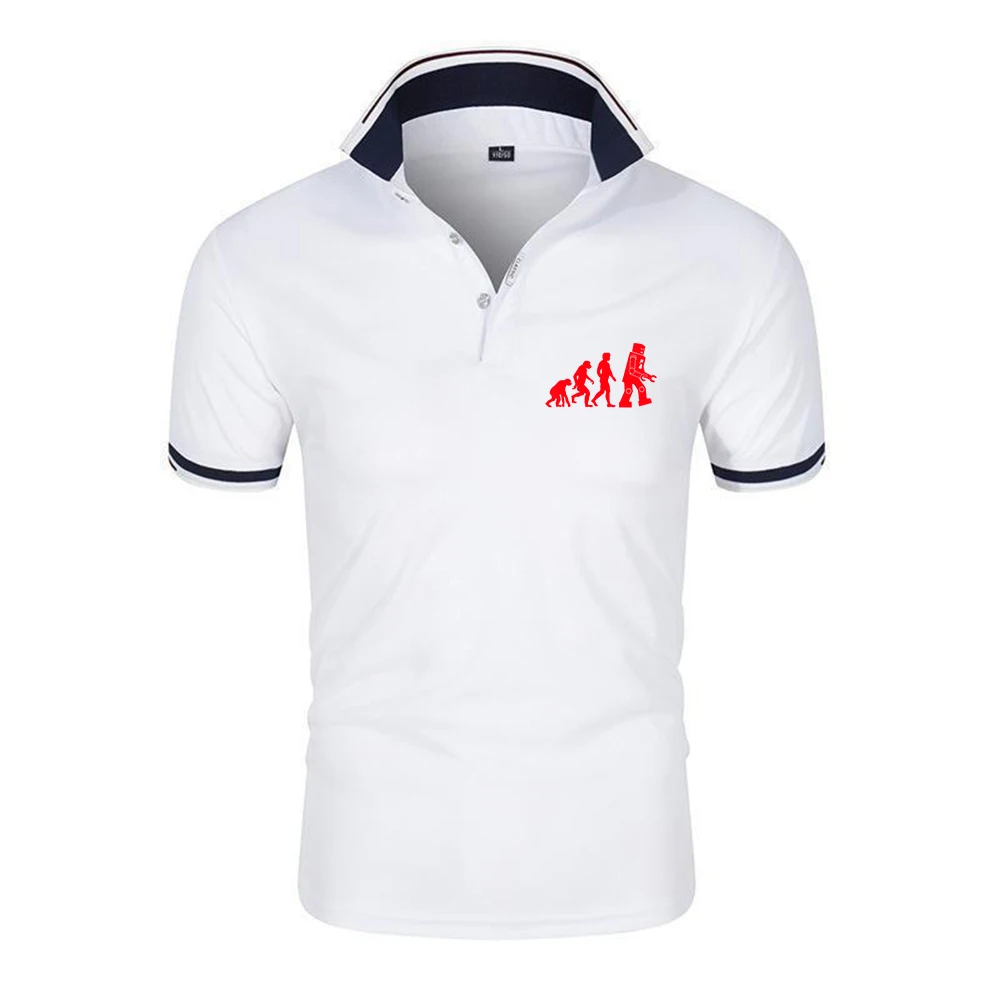 Polo classique à manches courtes 2026 – T-shirt décontracté et respirant pour homme avec logo amusant sur le thème de l'évolution, idéal pour l'été et le quotidien
