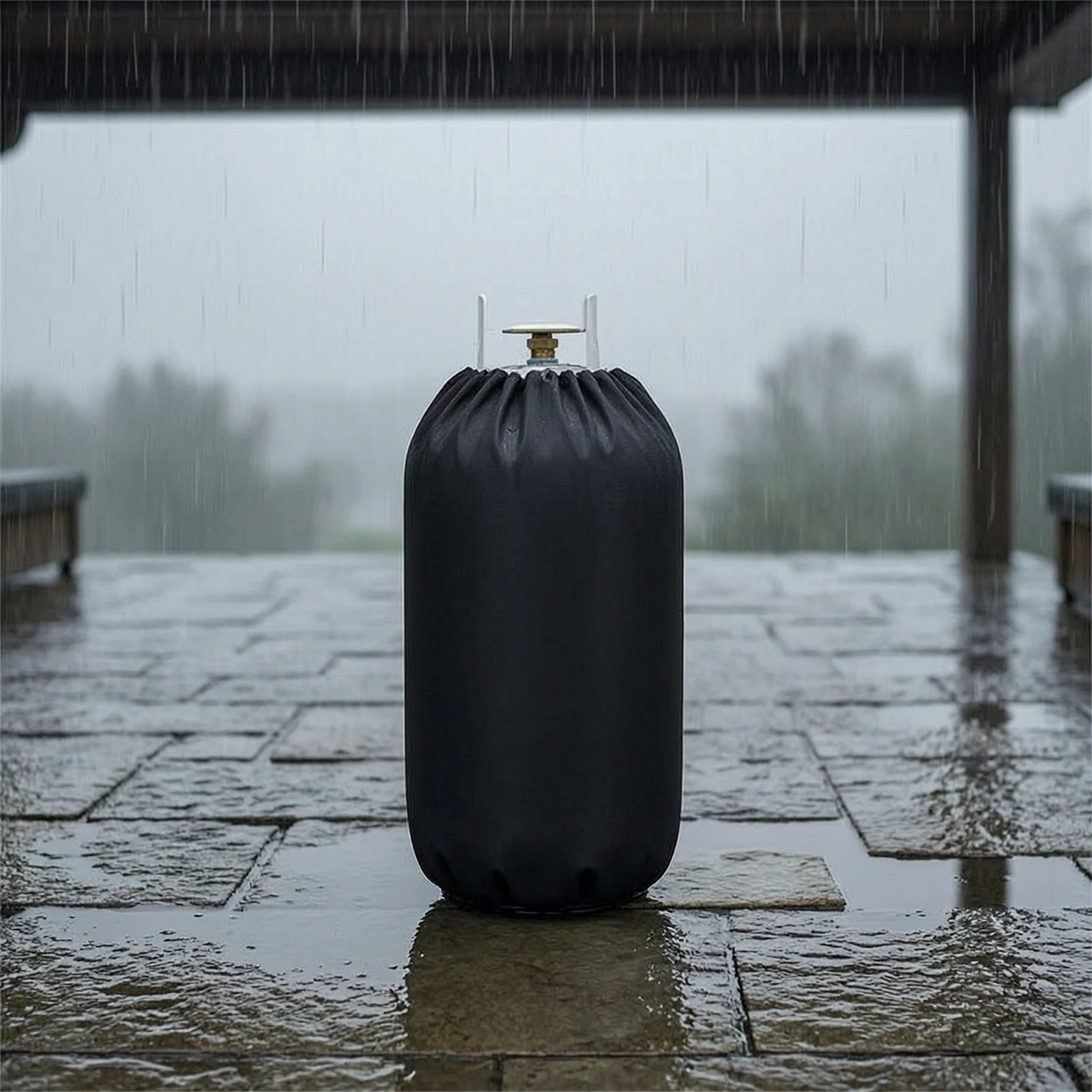 Gas Cylinder Cover with Drawstring Weatherproof Propane Tank Cover Heavy Duty Adjustable for Patio, Backyard