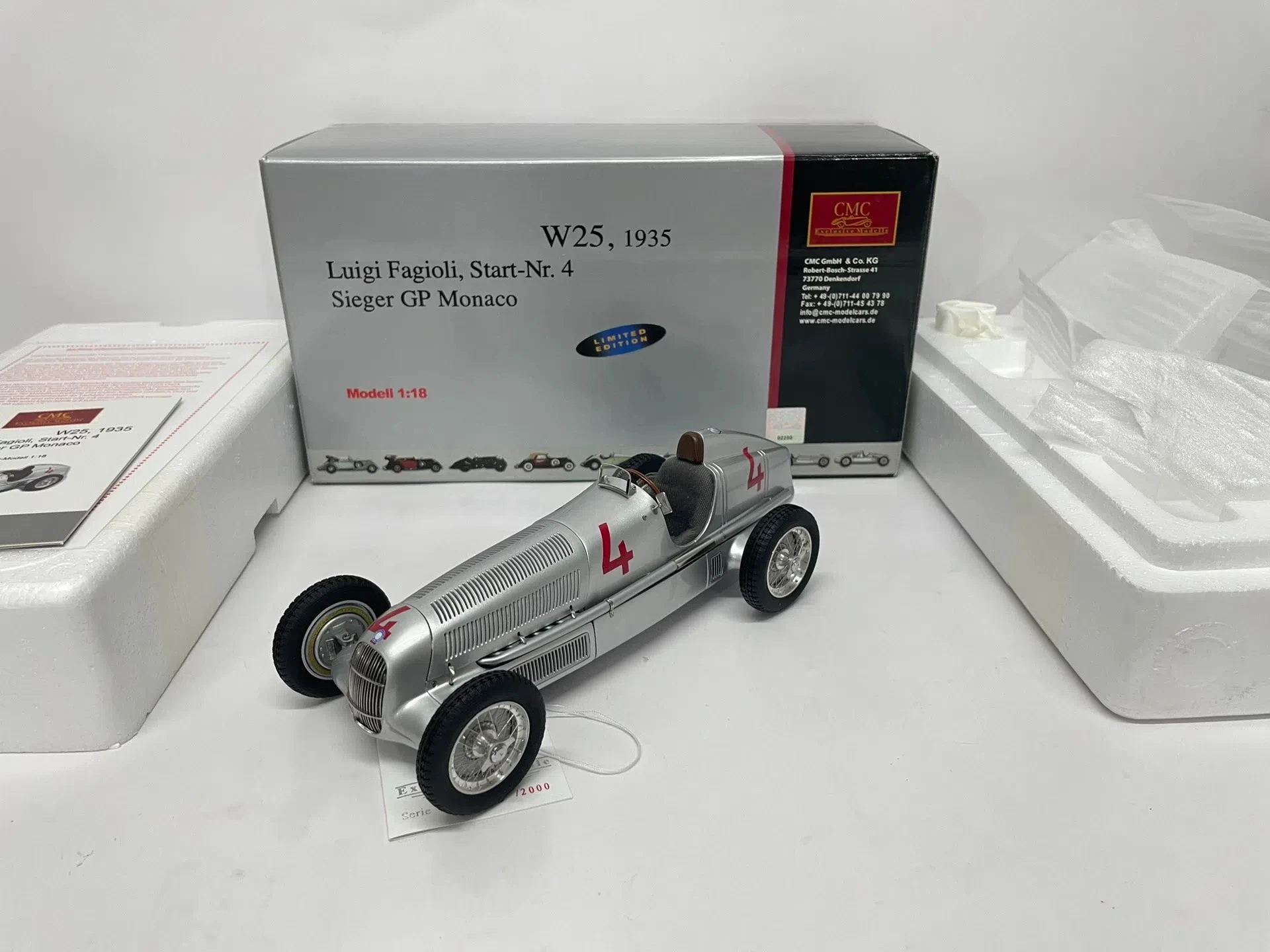 

CMC 1:18 W25 1935 #4 Simulation Limited Edition All Open Alloy Metal Static Car Model Toy Gift