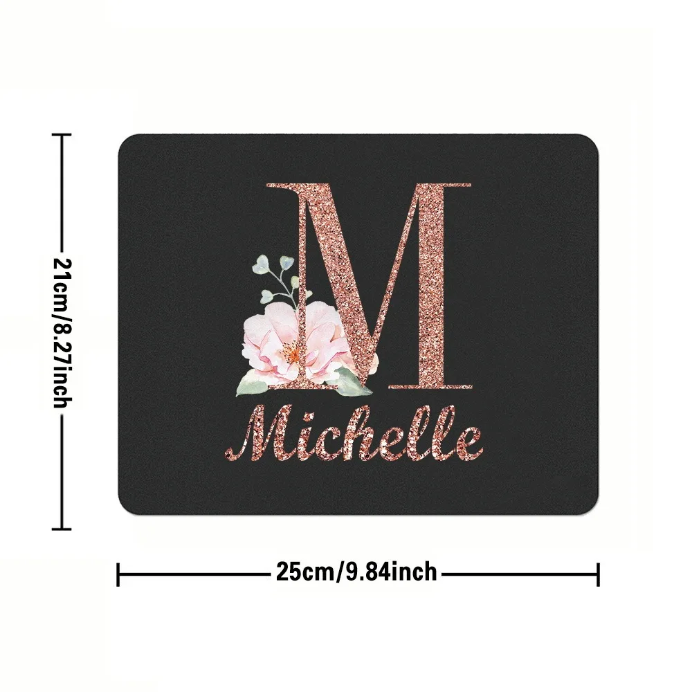 Premium Wear Resistant PU Leather Customizable Mouse Pad With Engraved Name, Waterproof Easy Clean Mat For Laptop PC