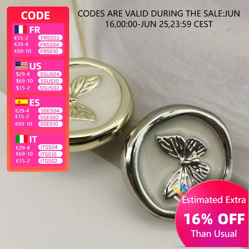 

10pcs 18mm 23mm Metal Drop Oil Butterfly Buttons for Clothing Coat Jackets Embroidery Sewing Accessories DIY Crafts Supplies New