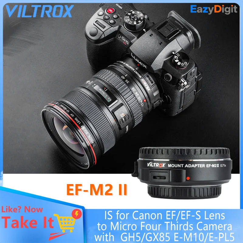 Адаптер для объектива VILTROX EF-M2 II с автофокусом для объектива Canon EF/EF-S на камеру M4/3 с Panasonic GH5/GX85 Olympus E-M10/E-PL5 Адаптер для объектива VILTROX EF-M2 II с автофокусом для объектива Canon EF/EF-S на камеру M4/3 с Panasonic GH5/GX85 Olympus E-M10/E-PL5