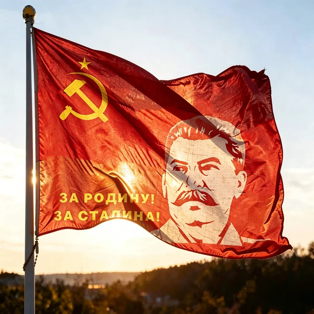 Stalin Soviet Union Flag 2x3ft 3x5ft Polyester Hanging Banner, Red Hammer Sickle USSR Flag Indoor Outdoor Decor