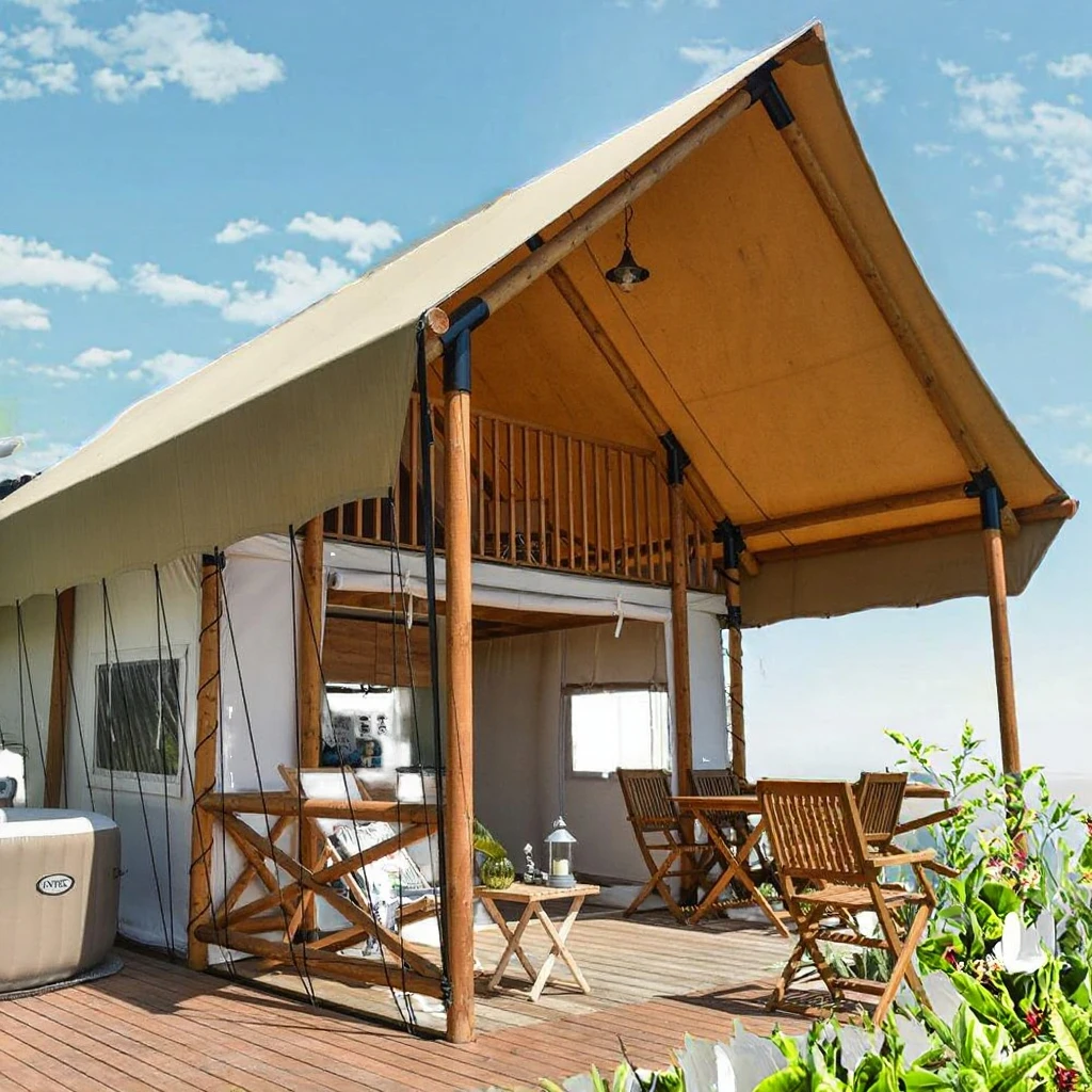 Luxury Glamping Safari Resort Hotel Tent Double PVC Steel Four-Season Eco-Friendly Large Space JLJW-Safari