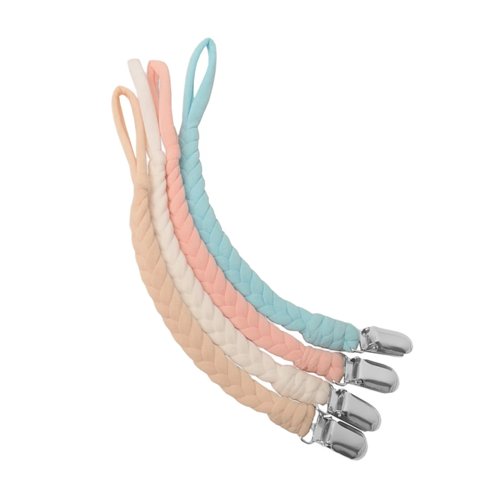 

4Pcs Baby Pacifier Chains Durable Material Safe for Baby Colorful Holders for Newborn Nursing Teether Clip Pacifier Chain Clip