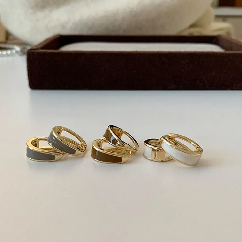 Personality Fashion Design Temperament Copper Party Enamel Ear Buckle Women Hoop Earrings Korean Style Earrings Huggie Earrings