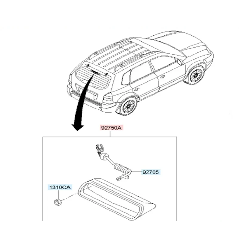 Genuine original LED high brake light assembly OEM 927002E050 FOR HYUNDAI TUCSON (JM) 2004-2009