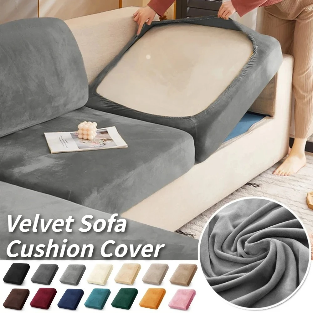 Sofa Seat Cushion Covers Elastic Sofa Cushion Slipcovers Stretch Velvet Couch Cushion Covers Replacement for Individual Cushion