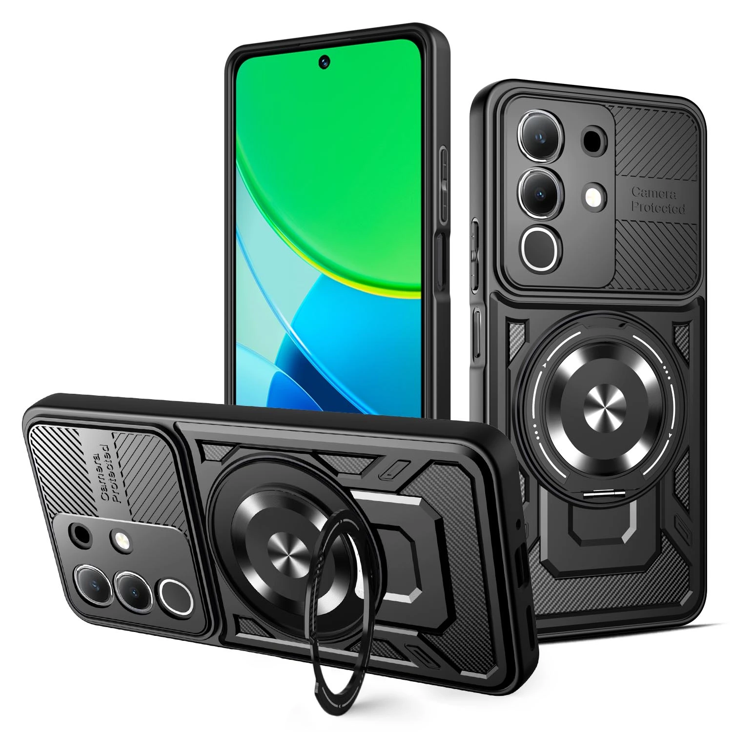 

For Vivo Y29 4G T4X 5G 360 Degree Rotating Magnetic Bracket Armored Phone Case for Y29 T4X Durable Magsafe Protective Cover