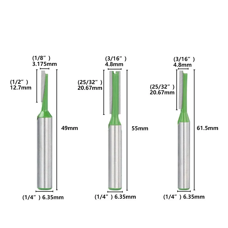 Wood Router Bit 1/4 Shank Straight Bit Milling Cutter Single Double Flute Wood Cutters Carbide Router Bit Woodworking Tool