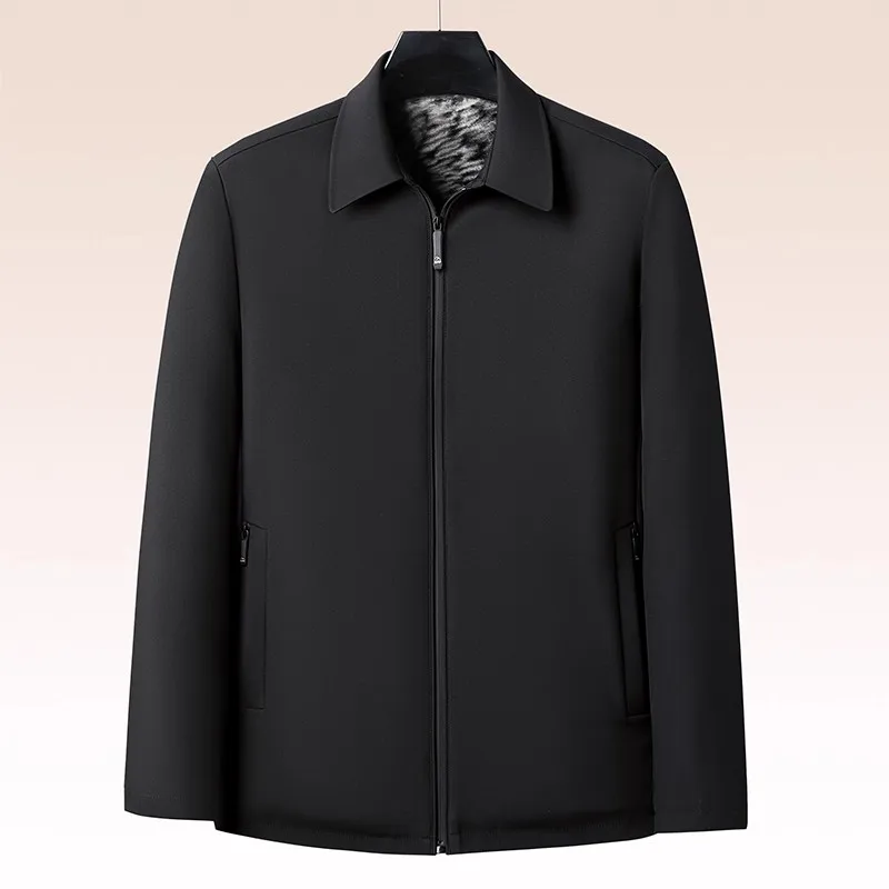 

Winter Men Solid Color Business Jacket Men Slim Fit Outerwear Men Fleece Thick Jacket Male Wool Liner Warm Coats Men's Clothing