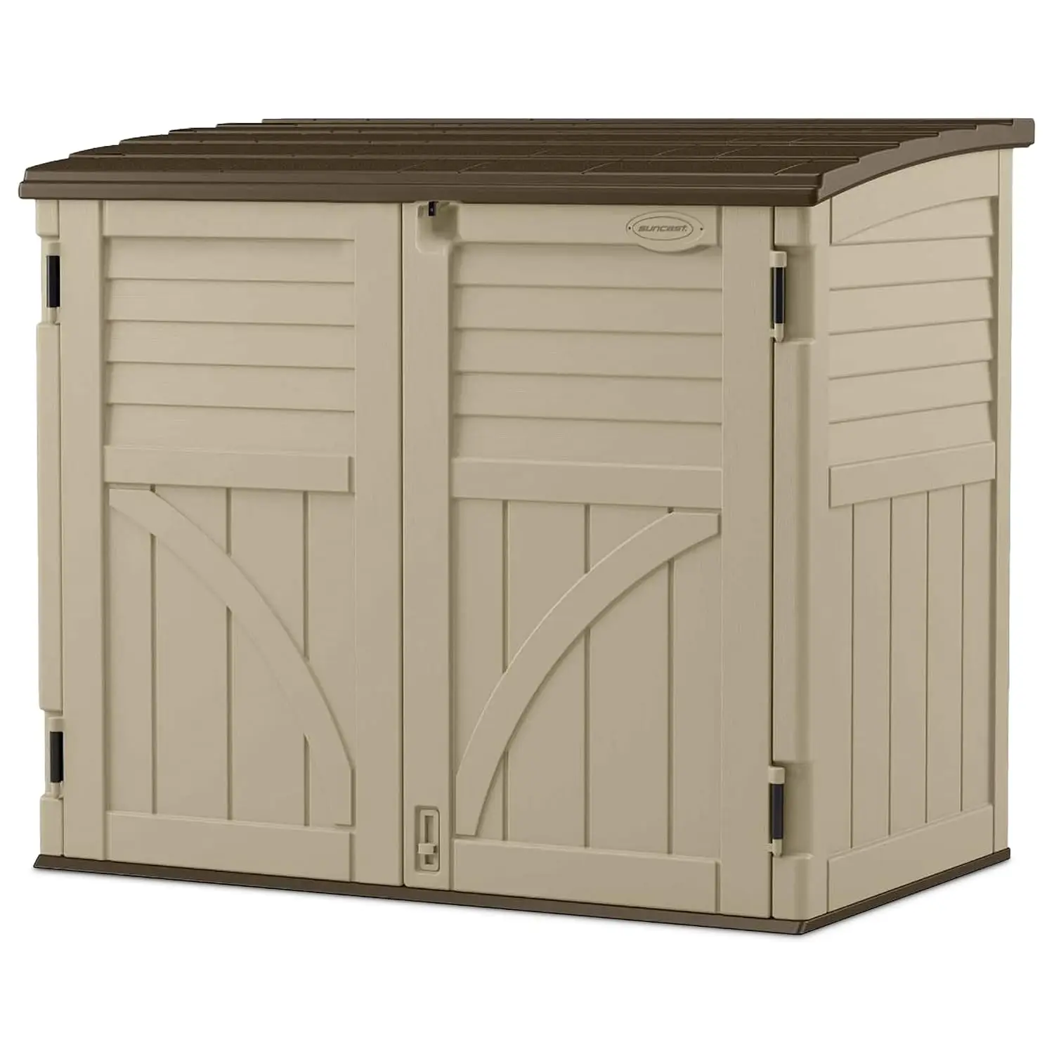 Compact Outdoor Storage Shed 34 Cu.Ft Lockable Resin Organizer for Garbage Cans Garden Tools Bins Bikes, Customized