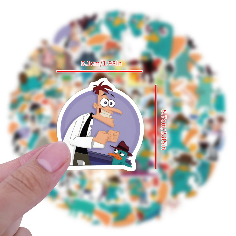 10/30/50 buah stiker Disney Phineas dan Ferb Perry the platylus untuk anak-anak tahan air DIY Laptop ponsel mobil Kawaii Anime Decal