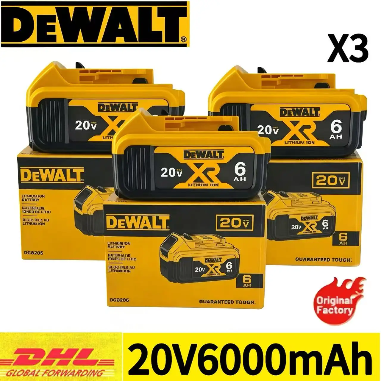 

Оригинальный аккумулятор DEWALT, 20В, 6Ач, литий-ионный, перезаряжаемый, DEWALT, DCB115, DCB118, быстрая зарядка, аккумулятор для инструментов DEWALT