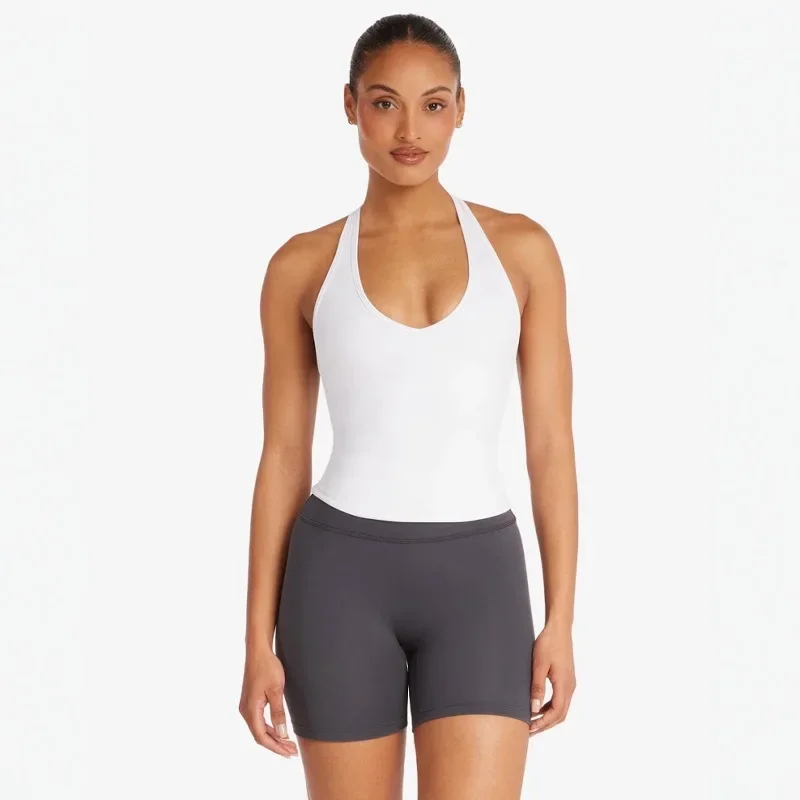 

CSB Camiseta sin mangas con cuello de trabajador sexy sin espalda Fitness Yoga Ejercicio Top autoacolchado