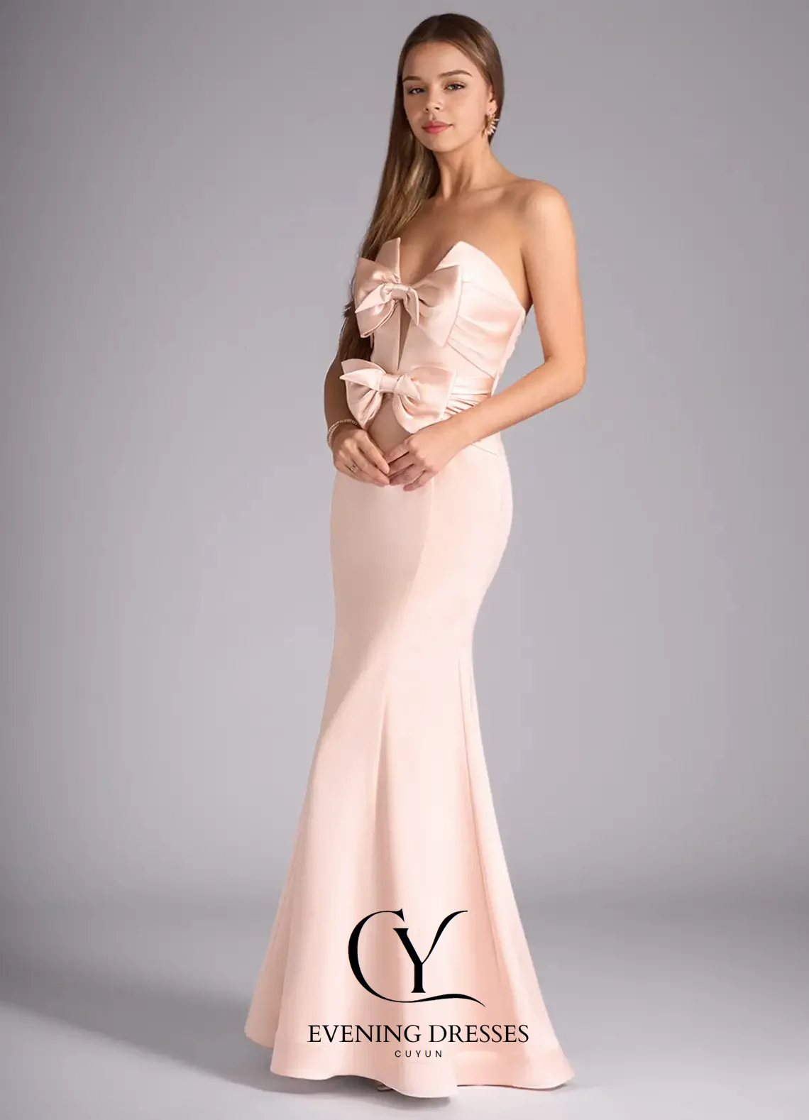 CUYUN-vestidos de noche elegantes de satén de sirena para mujer, vestido de fiesta con tirantes finos y lazo, vestido de fiesta personalizado para ocasiones especiales