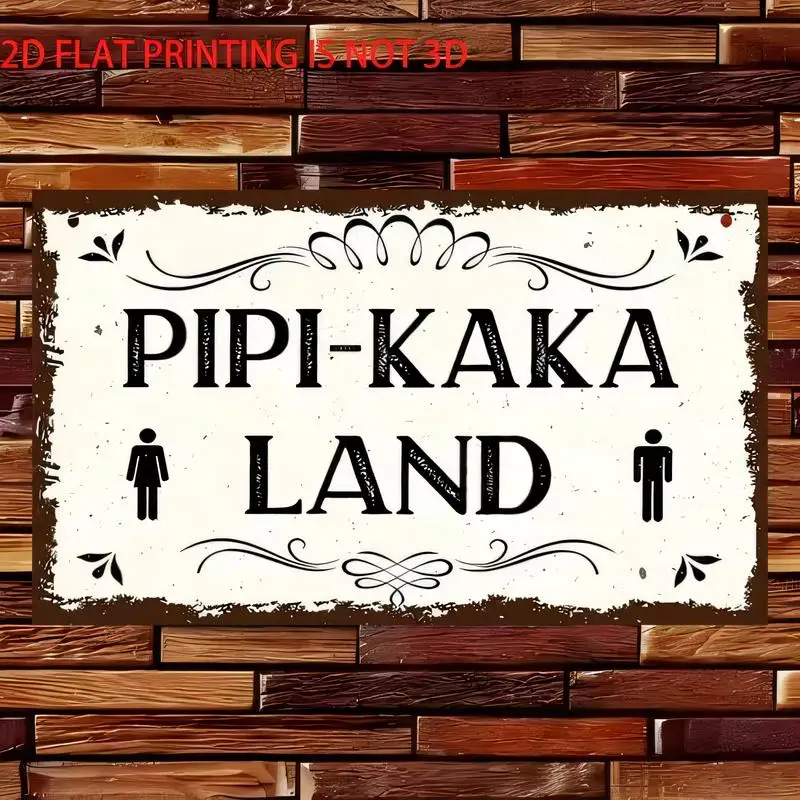 2D Flat Pipi - Kaka Land Vintage Metal Sign - Retro Rustic Design with Gender Icons, Iron Wall Art for Bars, Cafes, Home & Bathr