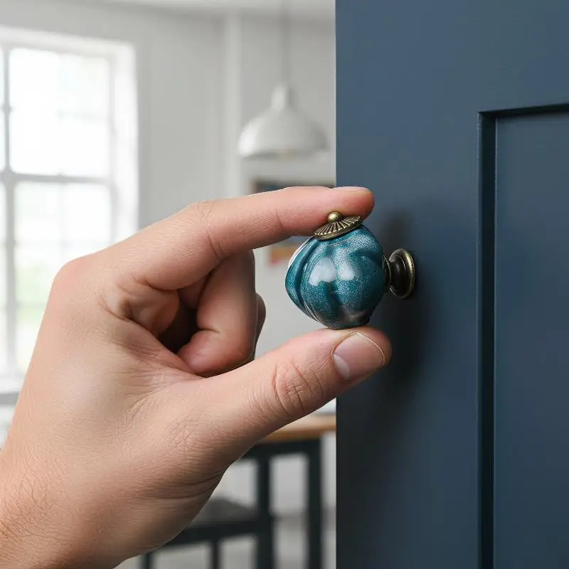 1Pcs Garden American Pumpkin Handpainted Single Hole Ceramic Handle Cabinet Drawer Door 40MM