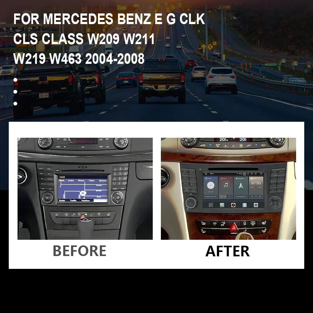 CHSTEK Car Radio Carplay DVD For Mercedes Benz G/E-Class W211 W209 W219 W463 CLS CLK 2004-2008 Android 14 GPS Bluetooth WIFI 4G