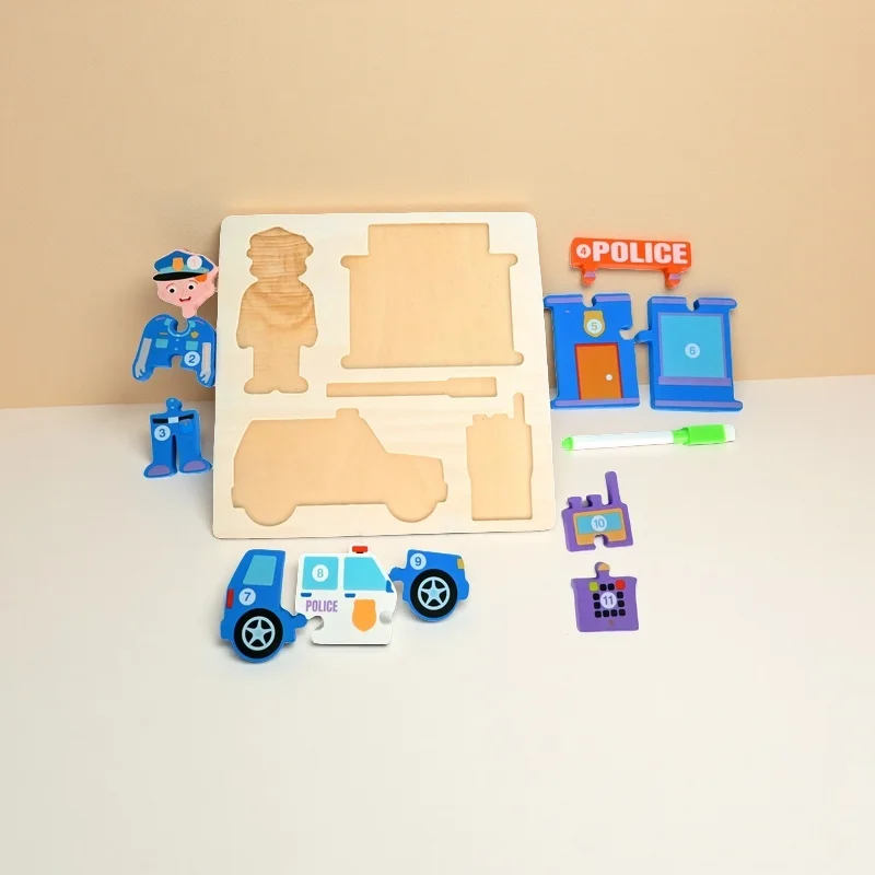 Houten puzzeltekentafel, puzzelspeelgoed voor kleuters, oefenpen controlevermogen, bevorderen de hersenenontwikkeling