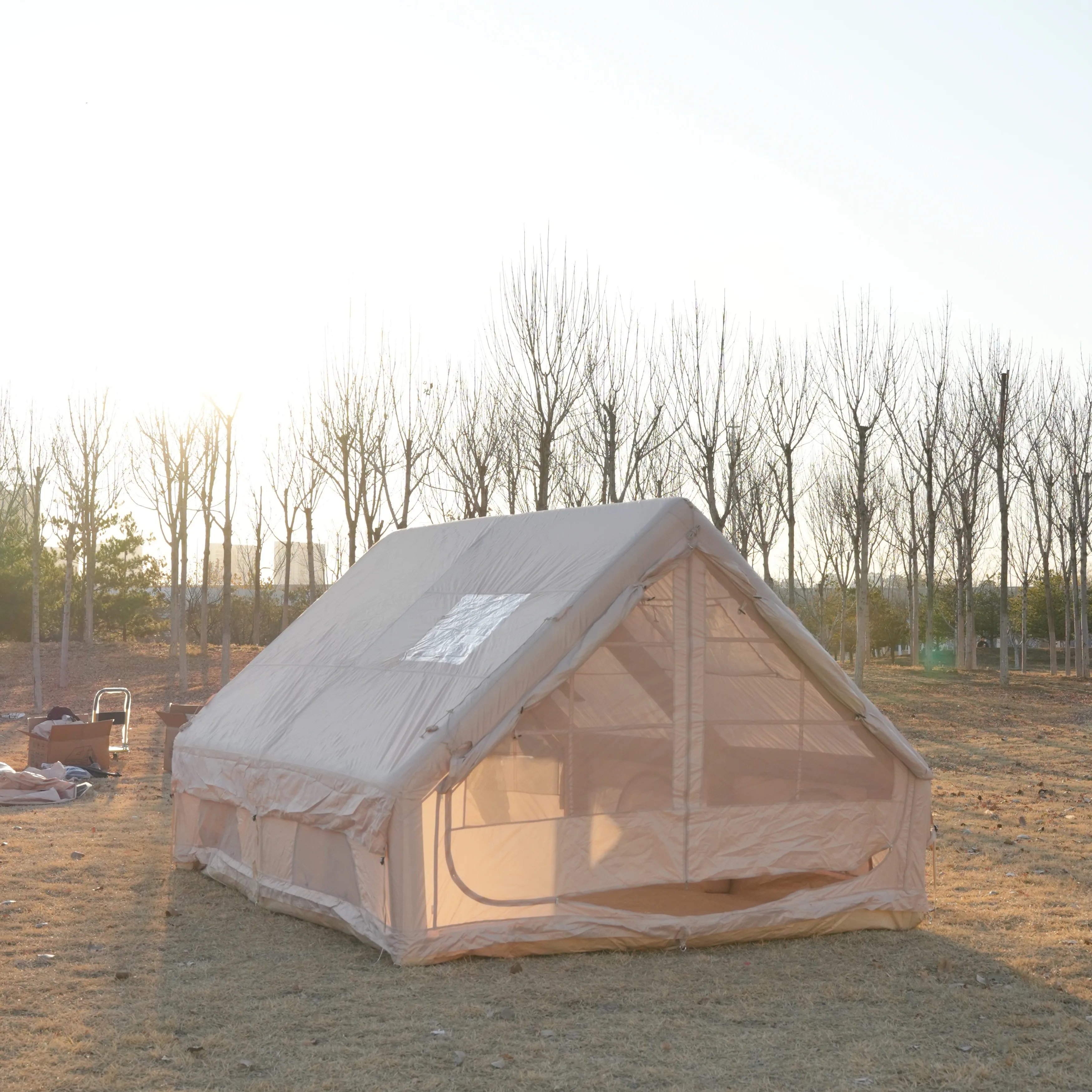 Customized 12 square meters Luxury Outdoor Rainproof Oxford Fabric House Inflatable Air Tent Quick Open Camping Inflatable Tent