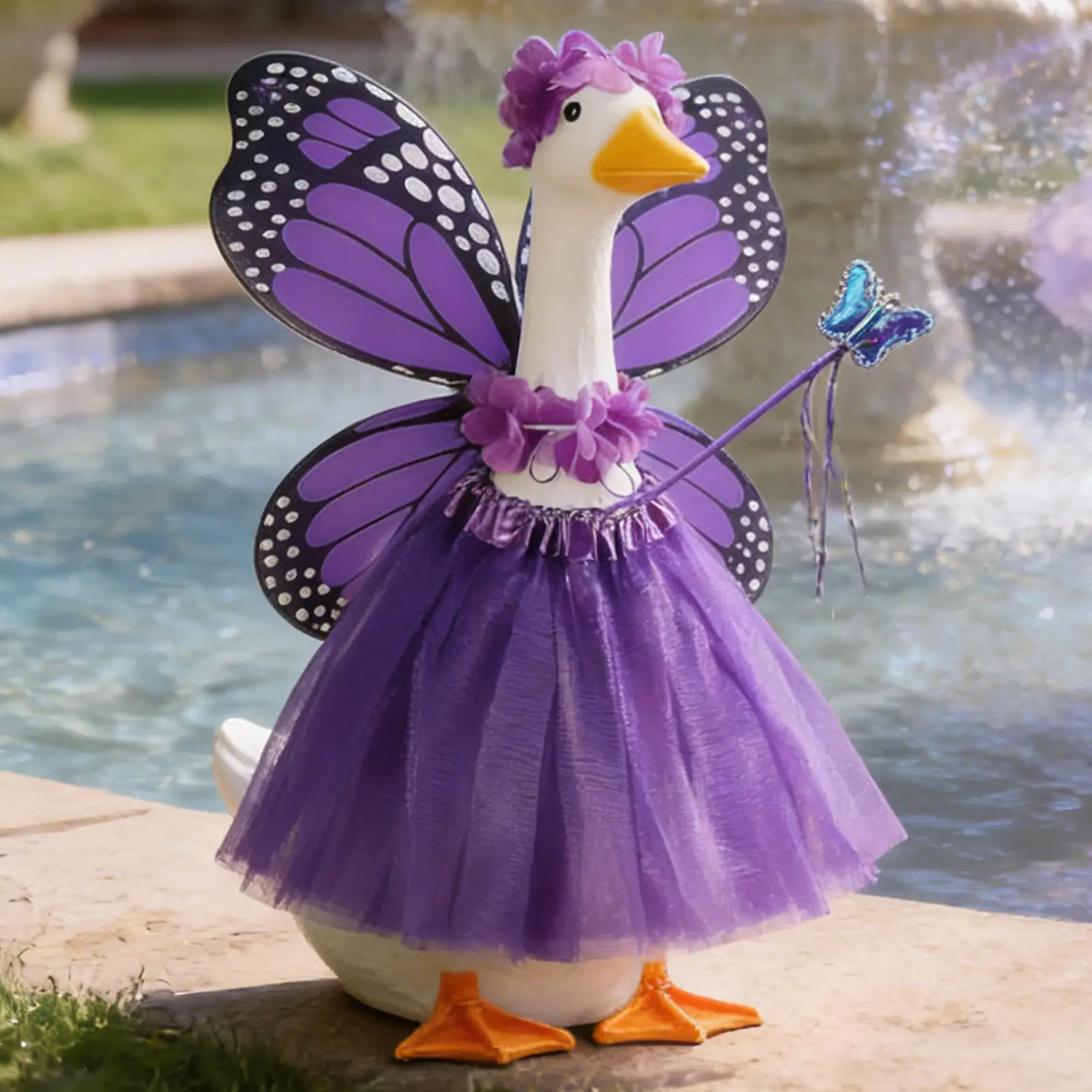 Butterfly Porch Goose Outfit Patio Figurine Clothing Porch Goose Cosplay Costume for Garden Yard Lawn Patio Courtyard Balcony