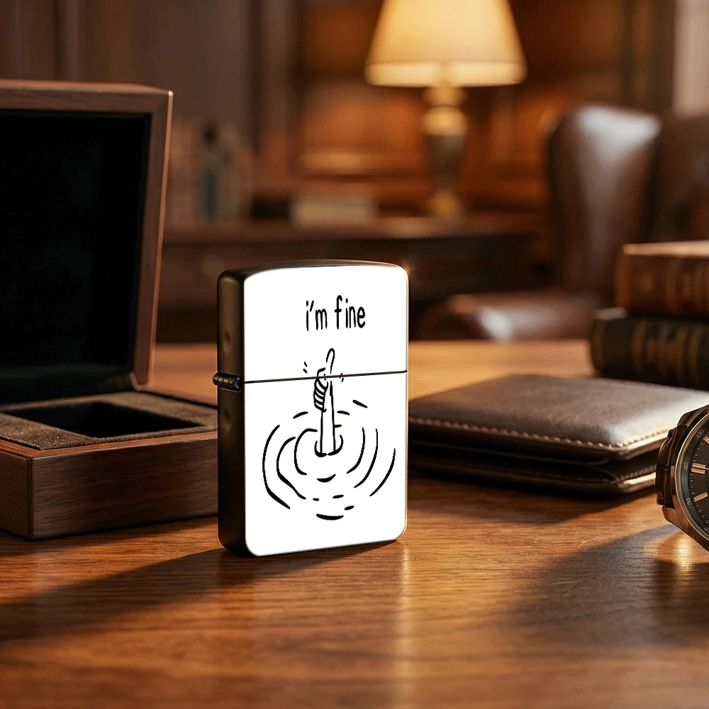 Flip Top Lighter Im Fine Drowning Hand Water Vortex Funny Sarcastic Art Pattern lighters vintage lighters for smokers