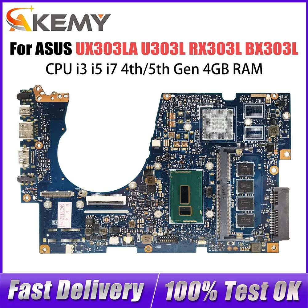 

UX303L Notebook Mainboard For ASUS UX303LN UX303LB UX303LA U303LN Laptop Motherboard CPU i3 i5 i7 4th/5th Gen 4GB RAM V2G