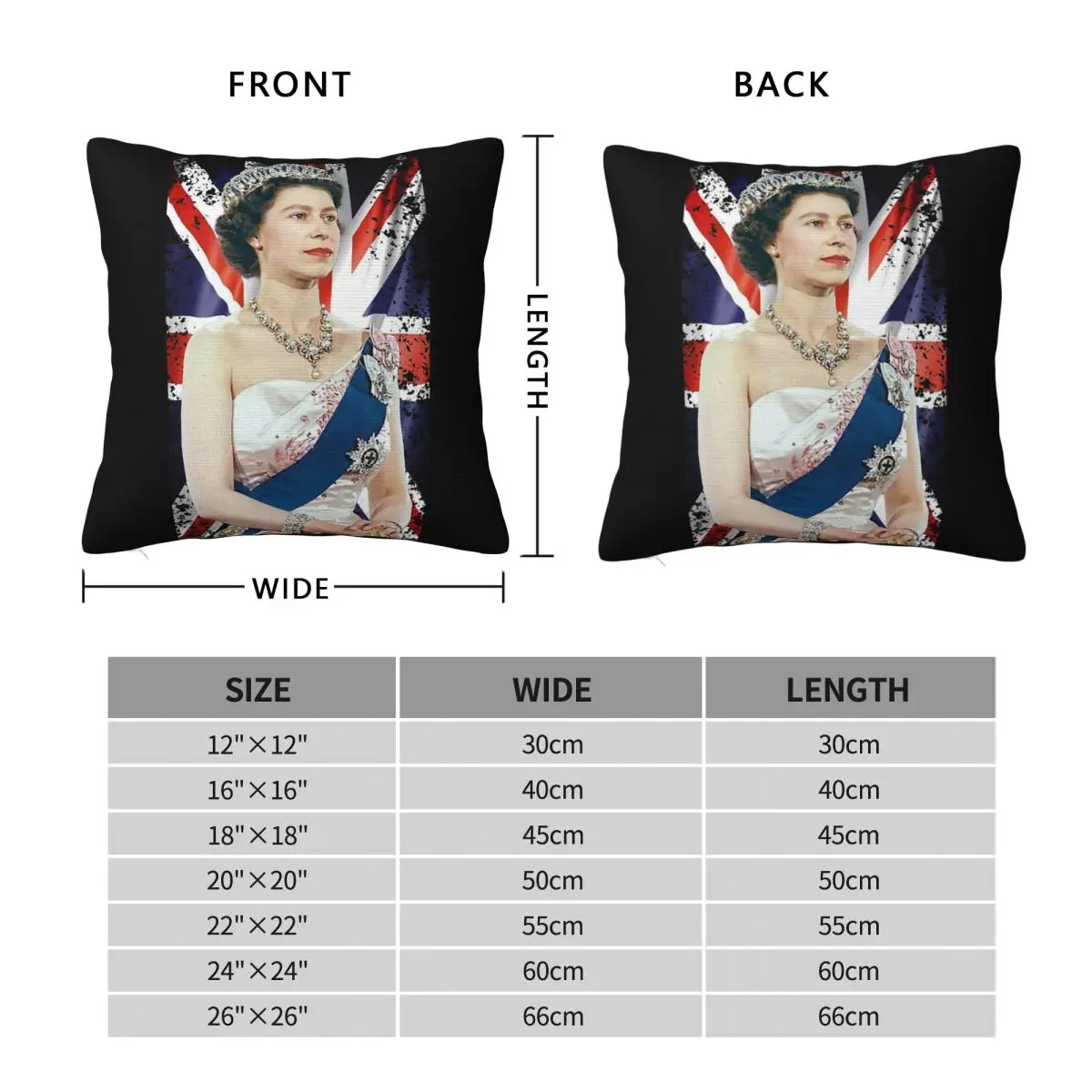 Rip Queen Elizabeth 2 Square Pillowcase Polyester Linen Velvet Pattern Zip Decorative Home Cushion Cover