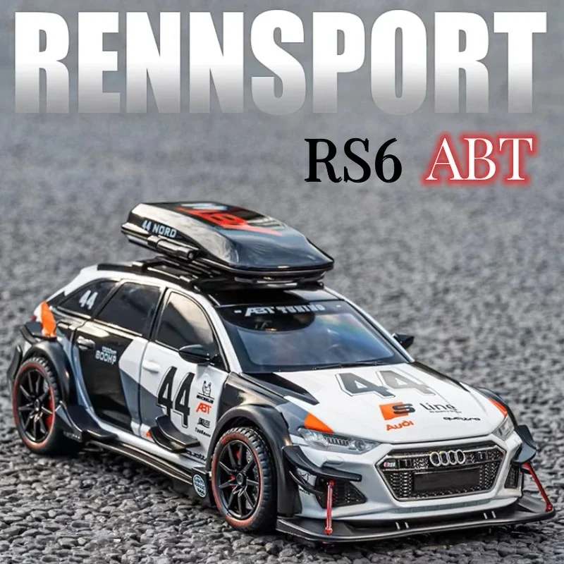 1:24 AODI RS6 AVANT DTM Alloy Model Diecast Metal Racing Car Vehicles Model Function Simulation Sound Light Toys Car Kids Gift