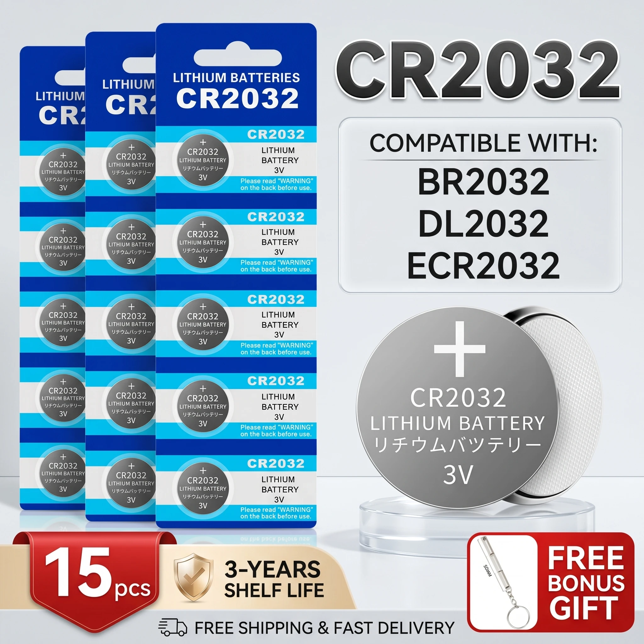 

2-60Pcs CR2032 3V Lithium Coin Cell Button Battery DL2032 For Watch, Car Key Remote, Calculator & Toys
