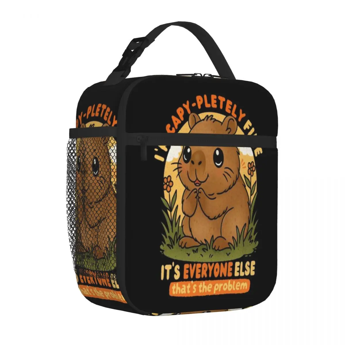 Bestselling I M Capy-pletely Fine - Funny Sarcastic Capybara Luxury Insulated Snack Tote Field Work Meal Food Storage Bag