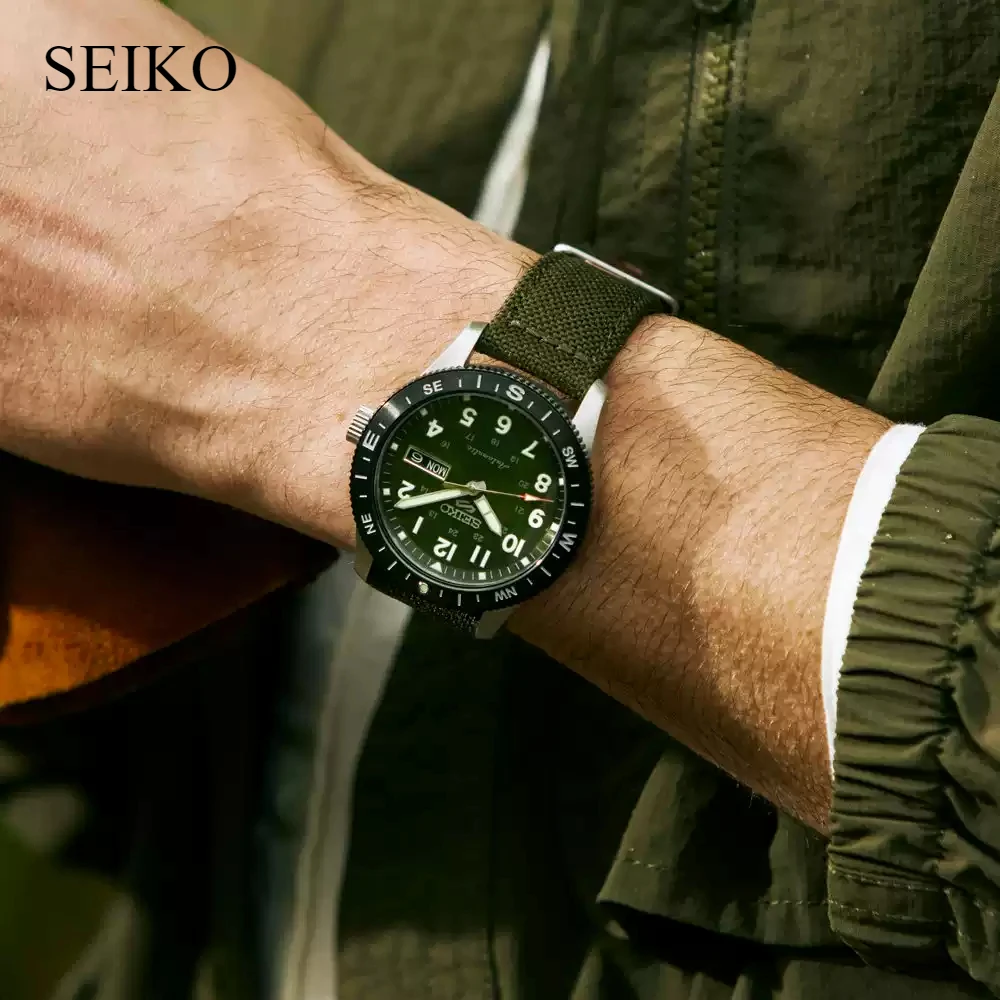 SEIKO 5 Sports HDB008K1/HDB009K1 Men 41mm Outdoor Watch Full Luminous Compass Bezel Nylon Strap 100M Waterproof mens watch