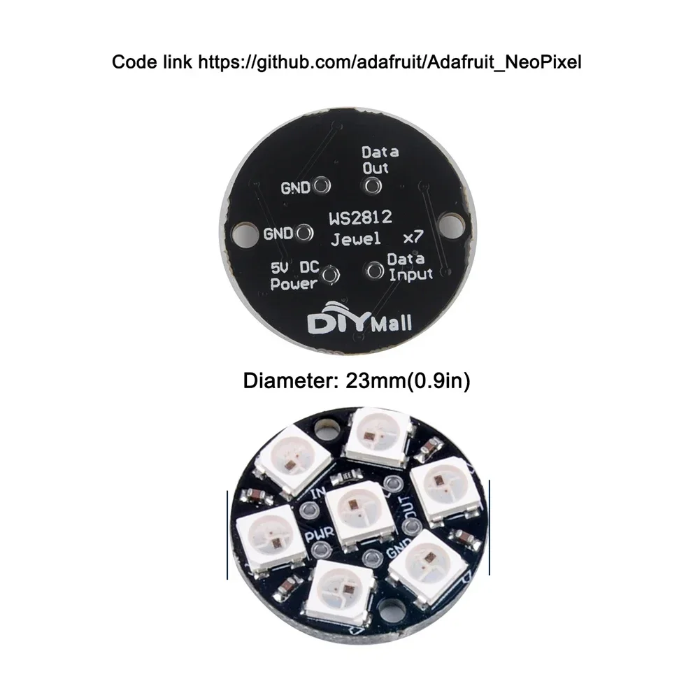 Imagem -03 - Lâmpada com Drivers Integrados para Raspberry pi Arduino Anel Led Rgb 12 16 24 60 Bits Ws2812b 5050